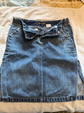 Dark Blue Denim Pencil Skirt - Women